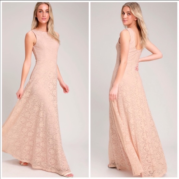 Lulus Dresses & Skirts - Lulu’s Luciana Blush Lace Maxi Dress